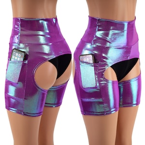 Plumeria Short Chaps with High Waist, 5&quot; inseam, and Side POCKETS!