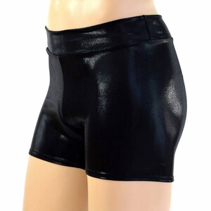 Men's Mid Rise Rio Shorts in Black Mystique Metallic Spandex Dude Bro Man Sexy Wet Shorts 154590 image 2