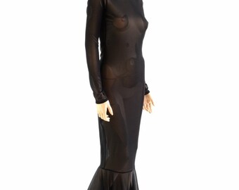 Black Mesh Zipper Back Gown - Coquetry Clothing 2XL Black Mesh Zipper Back Gown - Coquetry Clothing 2XL