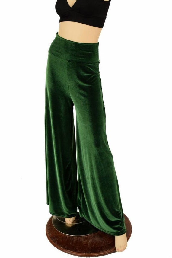 Forest Green Velvet High Waist Wide Leg Pants 155596 -  Canada