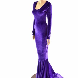 Purple Velvet Gown With Scoop Neckline Long Sleeves and - Etsy