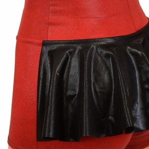 Coagulant Red High Waist Ruffle Rump Shorts W/black Mystique Ruffle ...