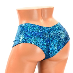 Ultra Cheeky Booty Shorts in Turquoise on Black Shattered Glass-150248