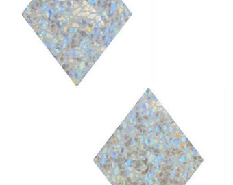 Silver on White Shattered Glass Diamond Body Stickers Shiny Holographic Shape