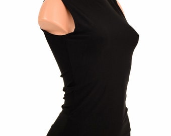 Black Zen Soft Knit Sleeveless Full Length Turtle Neck Top Festival Rave Clubwear EDM - 155238