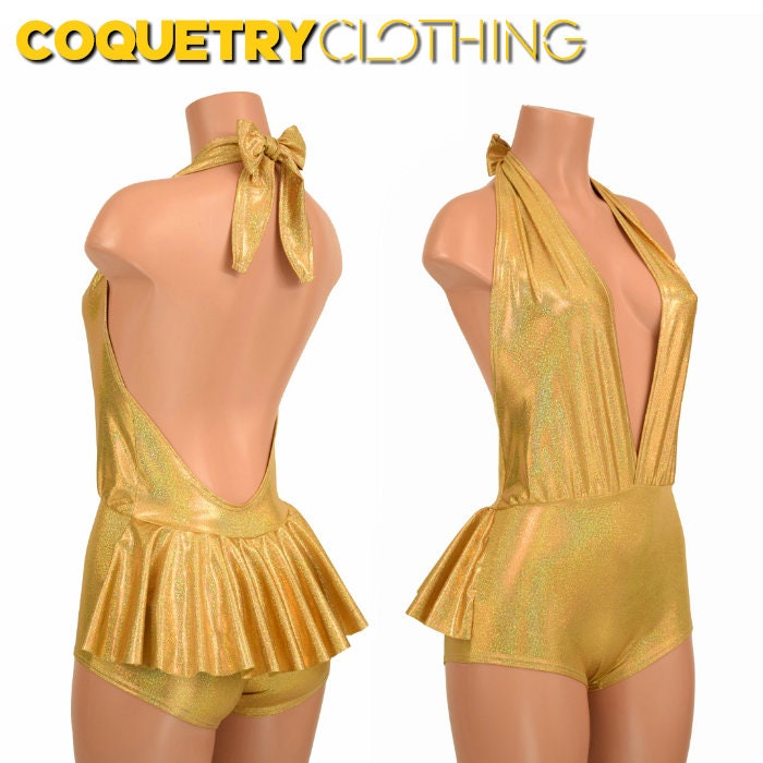 Gold Sparkly Jewel "Josie" Ruffle Rump Romper