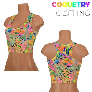 Neon Flux UV Black Light Racerback Crop Top - 155705