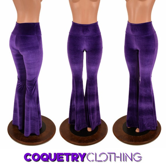 Purple Velvet Solar Flare Leggings With High Waistband 156700 