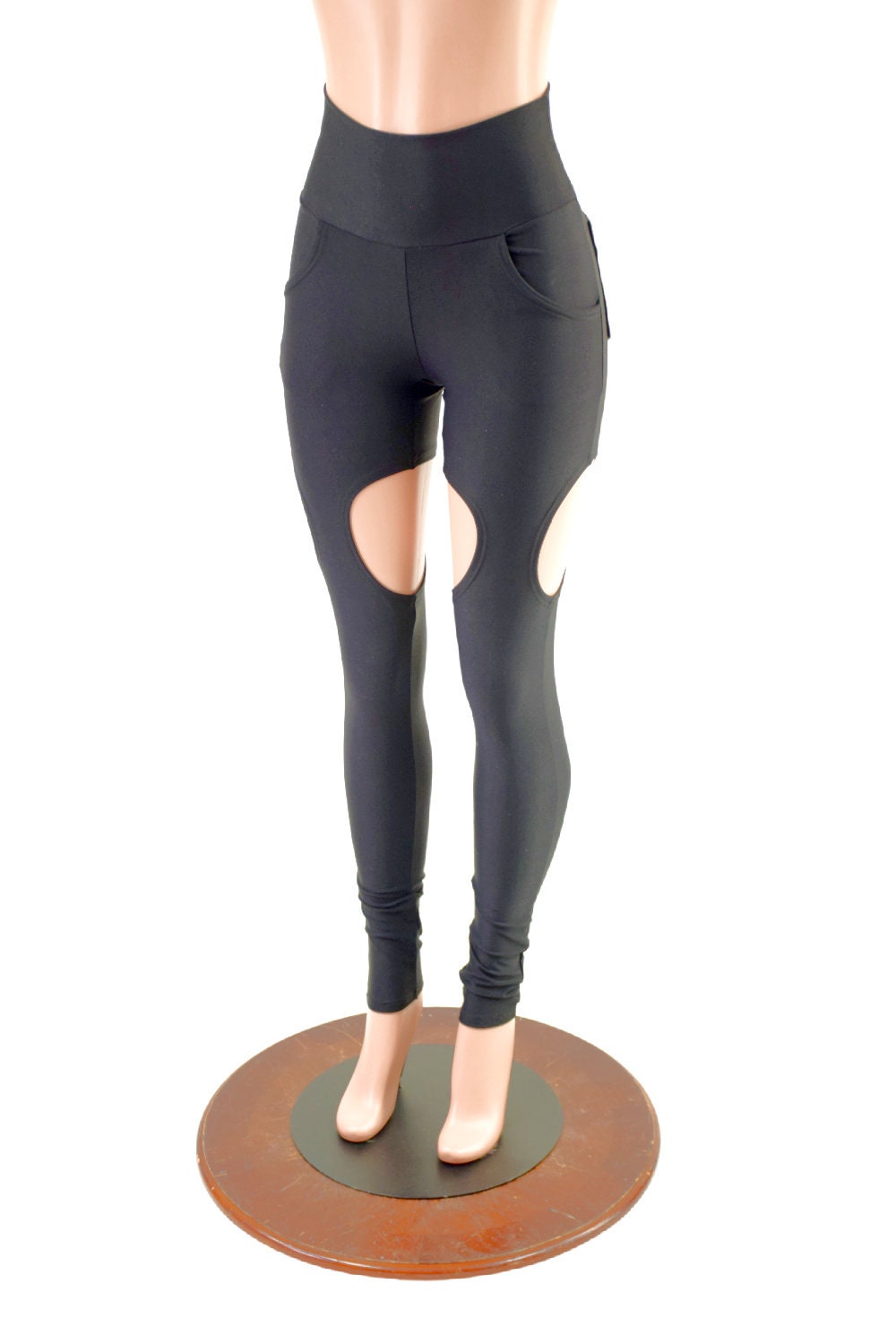 パンツ FUMIKAUCHIDA Garter Leggings High Waist Black Zen Garter Leggings With Front and Back Pockets