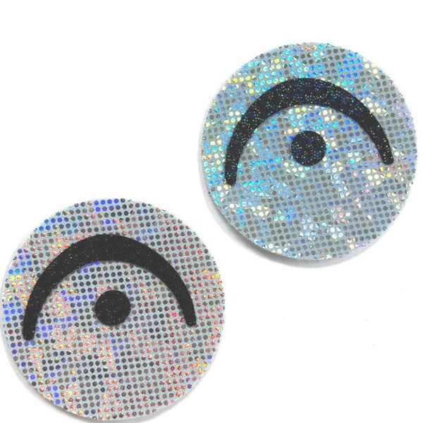 Fermata Pasties Body Stickers in Black Holographic with Frostbite Shattered Glass Back Band Geek Music Note Musical Boob Covers