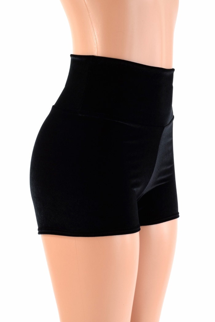 Black Velvet High Waist Shorts 154138 - Etsy