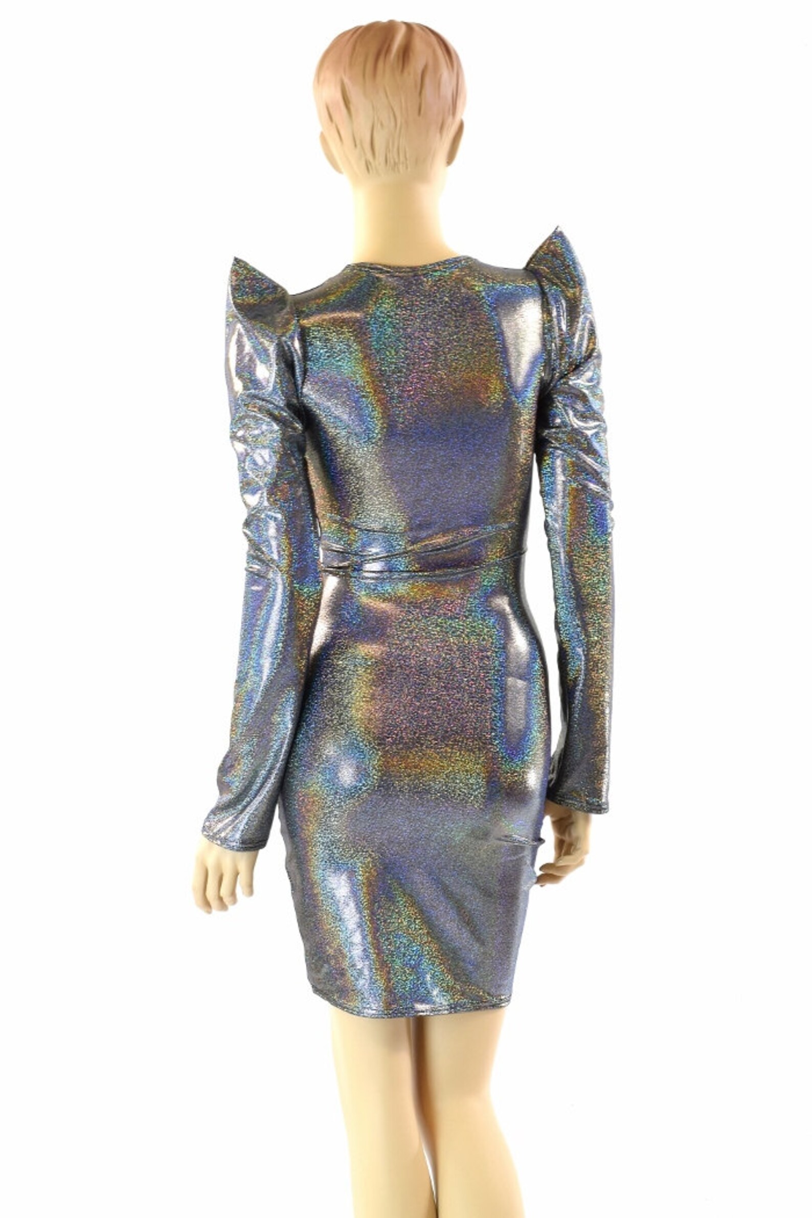 knee length dresses for ladies Gele Bodycon Dress in Holographic Silver main image 0