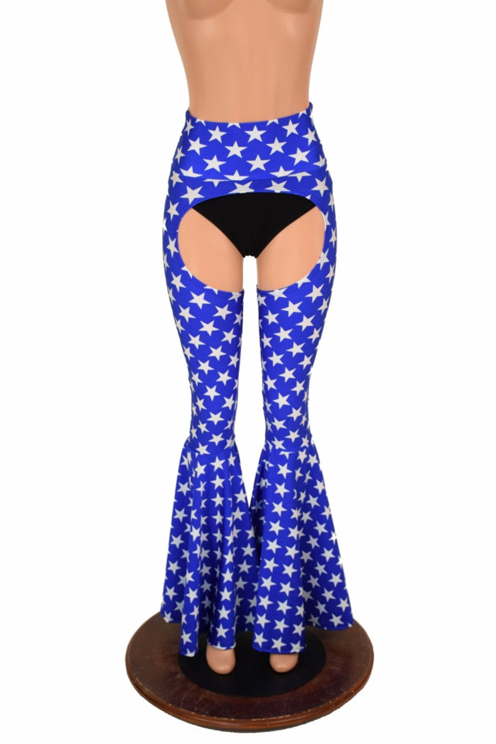Bell Bottom Flare Chaps in Blue & White Star Print Patriotic Super Hero ...