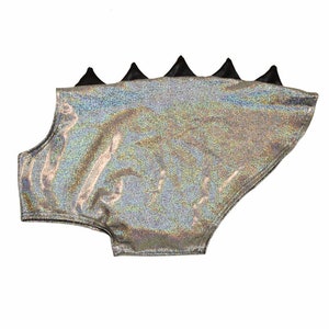 Silver Holographic with Black Mystique Spikes Pet Shirt Costume Jacket Dog Cat