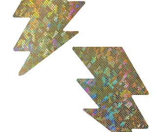 Gold Kaleidoscope Bolt Pasties Body Stickers Lightning