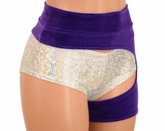 Purple Velvet Midrise Waist One Leg Garter