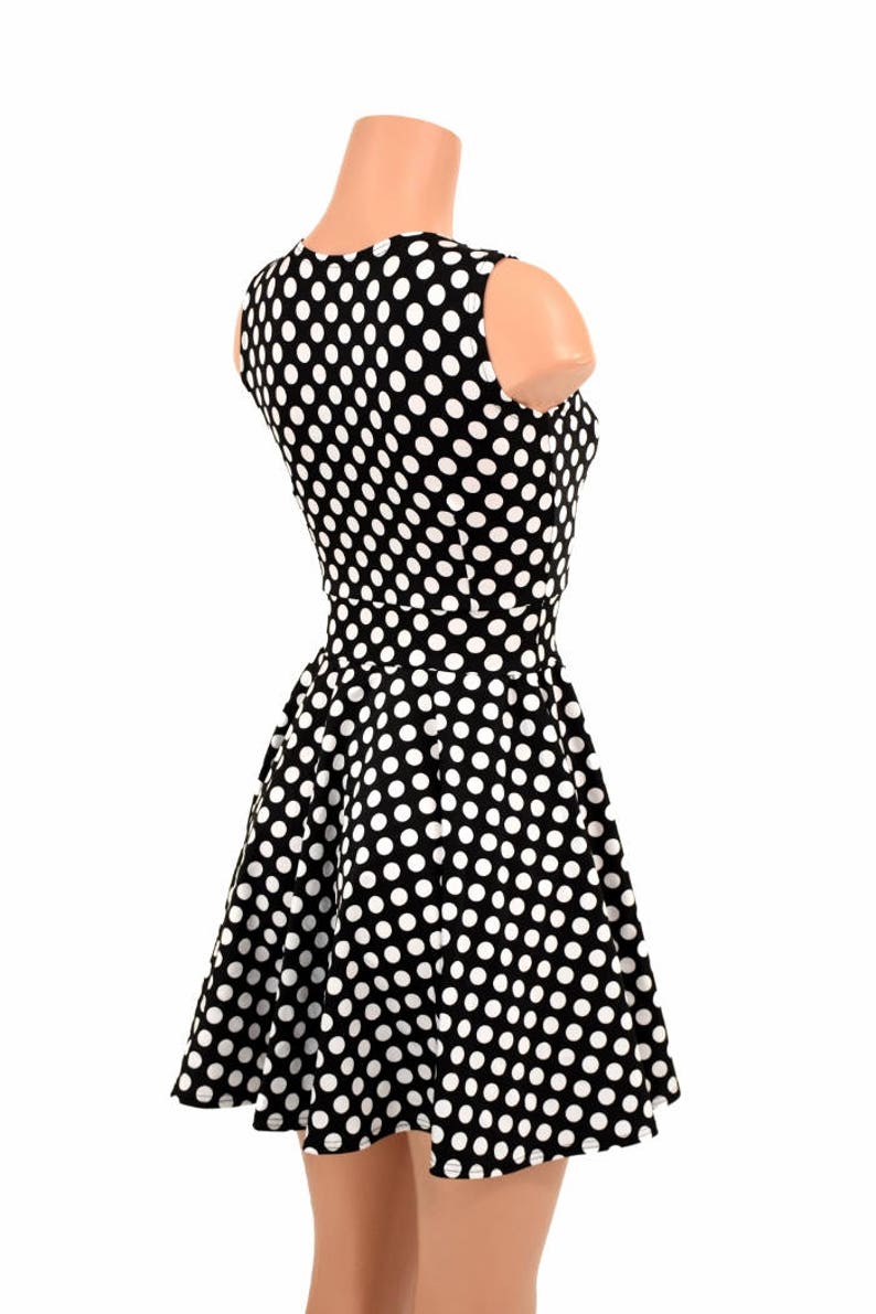 Black & White Polka Dot Crew Neck Sleeveless Fit and Flare - Etsy