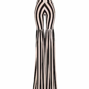 Leggings Style Stilt Pants in Vertical Black and White Stripe EMK100