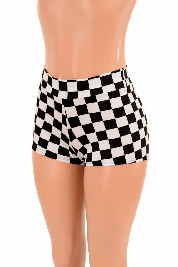 Checkered black and white best sale shorts