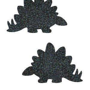 Black Holographic Sparkly Stegosaurus Pasties Body Stickers Dinosaur