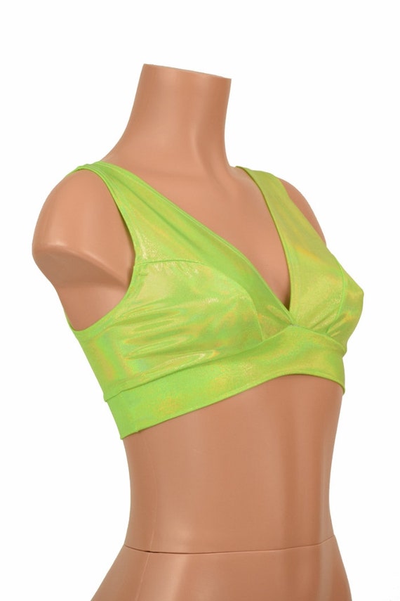 Buy Lime Green Holographic Starlette Bralette 155668 Online in India 