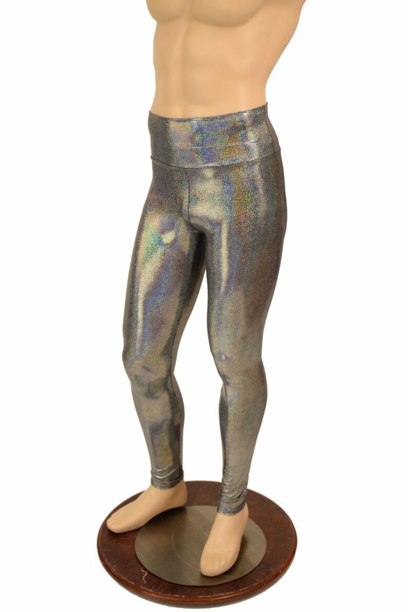 Holographic Snakeskin Print Men's Leggings