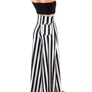 STRIPE POCKET DETAIL WIDE LEG PANTS