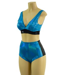 Spectrum Holographic Starlette Bralette & High Waist Shorts Set