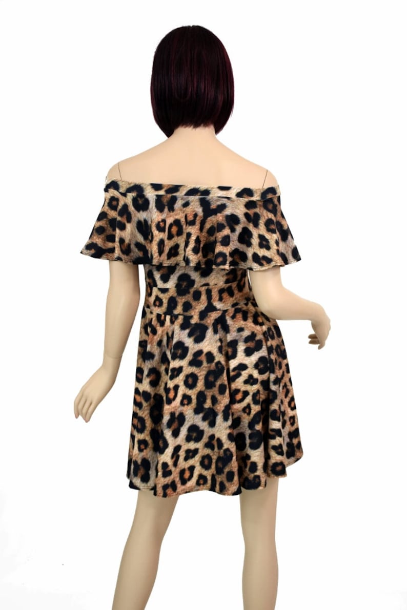 Leopard Print off Shoulder Fit and Flare Skater Skate Dress Etsy
