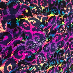 Neon Rainbow Leopard Print Spandex Fabric  (By the Yard)