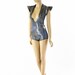 Plunging V Neck Silver Holographic Romper