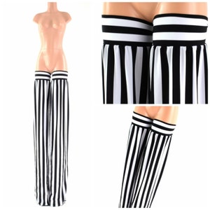 Stilt Covers in Black & White Stripe Spandex Stilting Leg Covers  152832
