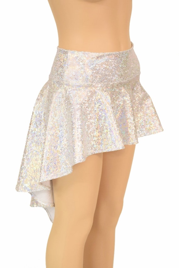 silver holographic mini skirt