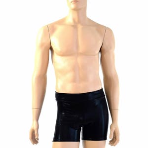 Men's Mid Rise Rio Shorts in Black Mystique Metallic Spandex Dude Bro Man Sexy Wet Shorts 154590 image 5