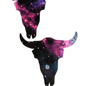 UV GLOW Galaxy Print El Toro Pasties Body Stickers Comic Universe Space Black Light Reactive Cow Skull Western Festival Rave Cowgirl
