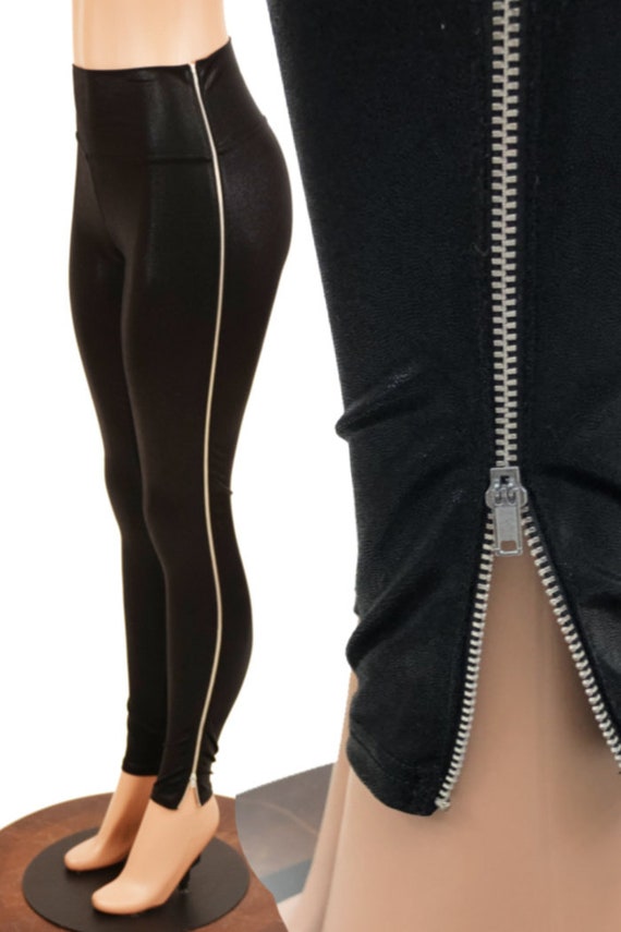 Zip Away Leggings With Metal Separating Zippers in High Waist