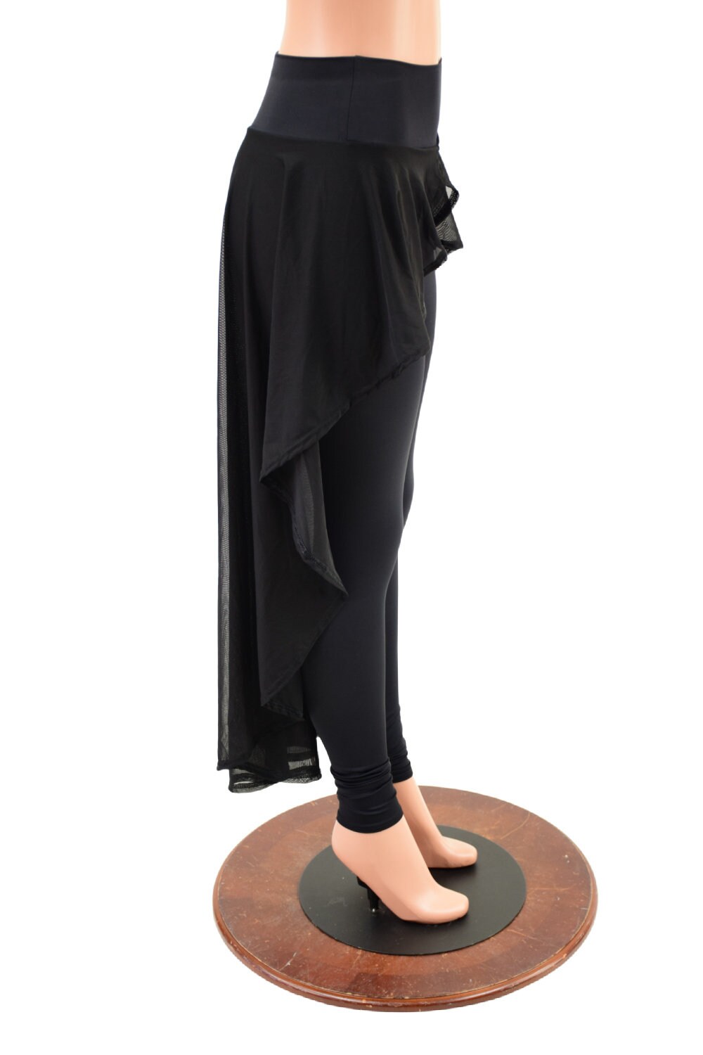 High Waist Leggings in Smooth Black Spandex With Attached Hi