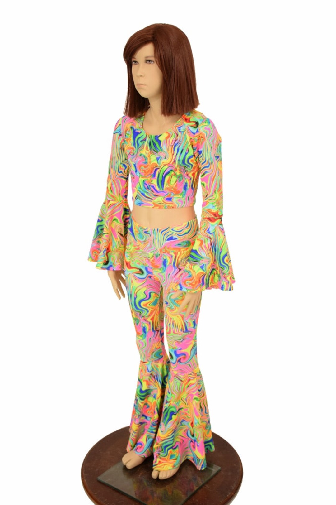 Neon Flux UV GLOW Bell Bottom Flares and Trumpet Sleeve Crop - Etsy