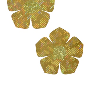 Gold Kaleidoscope Buttercup Pasties with Gold Sparkly Jewel Disks Body Stickers Flower Rave Festival