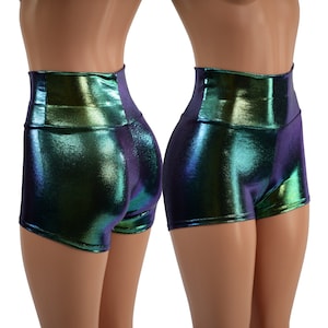 High Waist Shorts in Scarab Holographic - 15810078