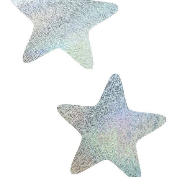 Flashbulb Holographic White Star Pasties Body Stickers