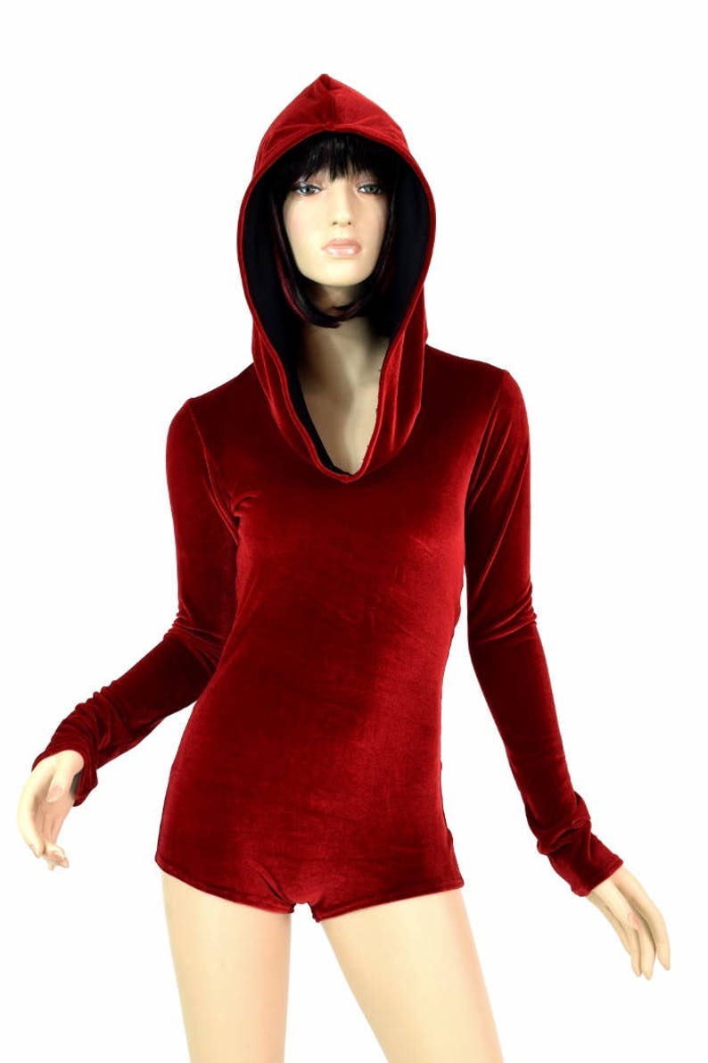 red hooded romper