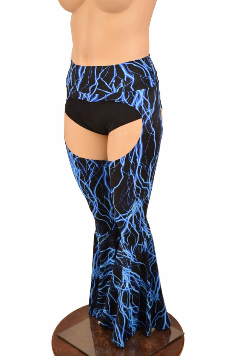 Bell Bottom Flare Chaps in Blue UV Glow Lightning 156847 - Etsy
