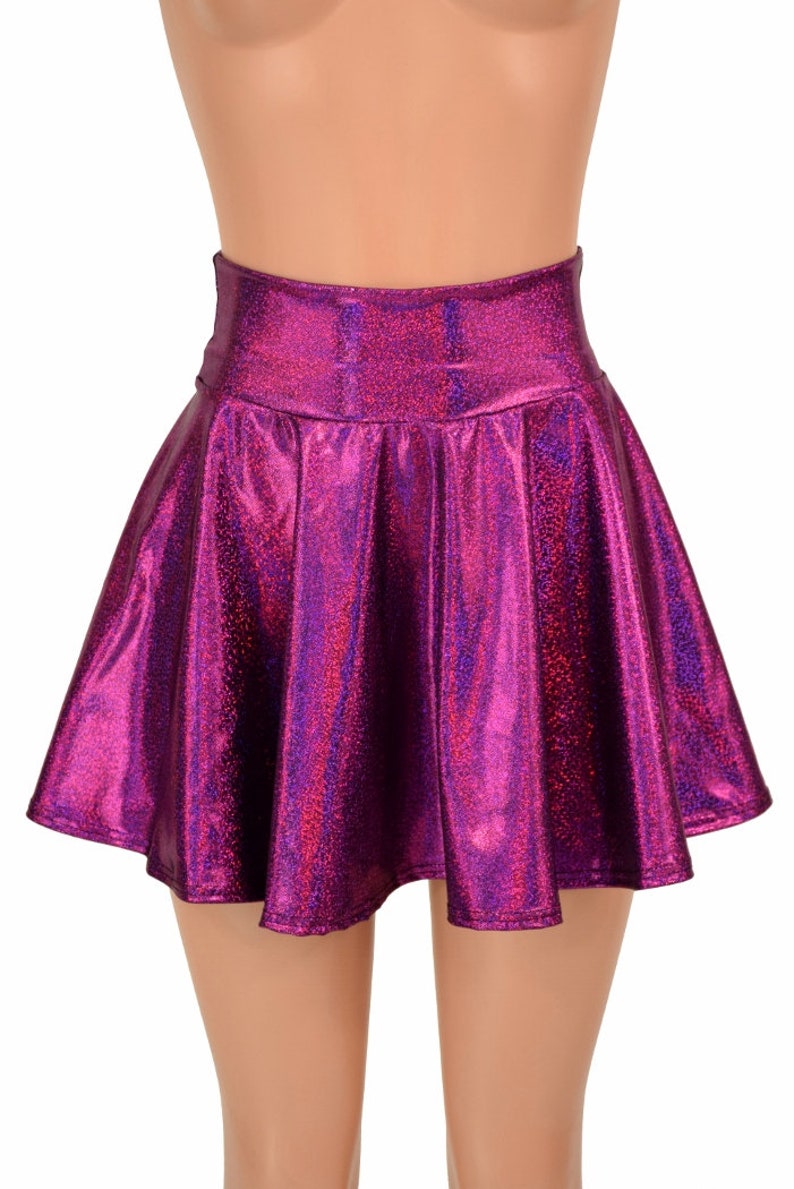 Fuchsia Sparkly Jewel Metallic Circle Cut Mini Skirt 152372 | Etsy