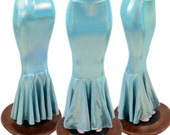 Long High Waist Seafoam Shimmering Holographic Mermaid Skirt - Etsy