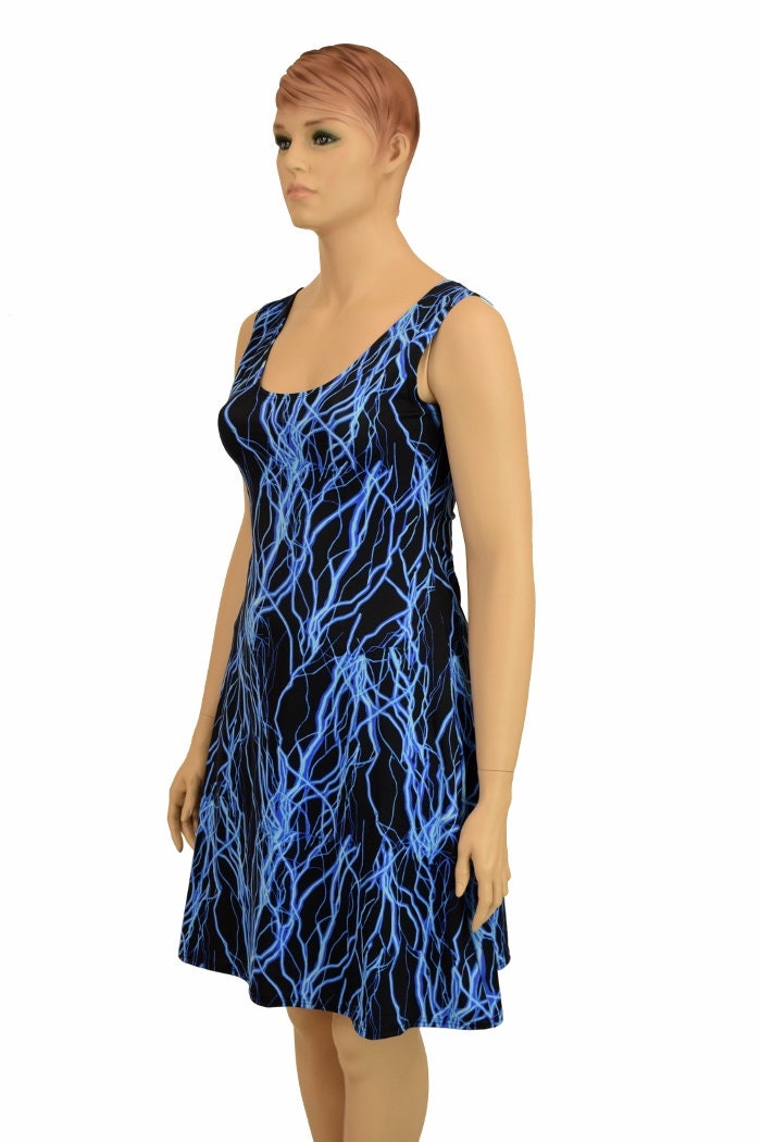 NEON Blue Lightning A line Tank Style Dress 156596 Etsy Canada