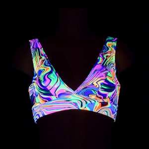 UV Glow Neon Flux Print Starlette Bralette (UV Glow under Neon Blacklight!) - 155789