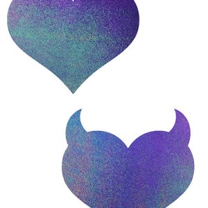 Moonstone Metallic Devil Hearts Pasties Evil Villain Body Stickers Shiny Holographic