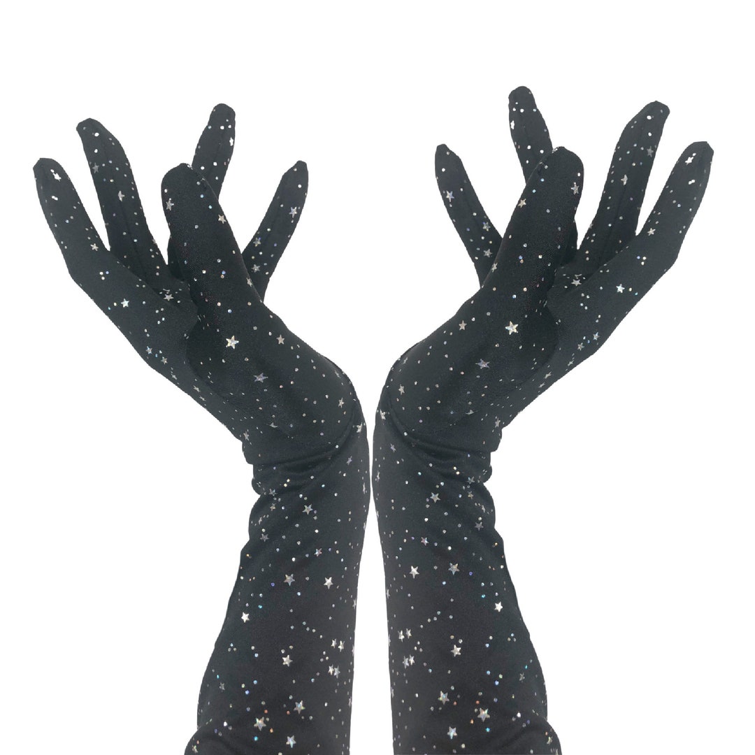 Star Noir Holographic Spandex Gloves 157534 - Etsy