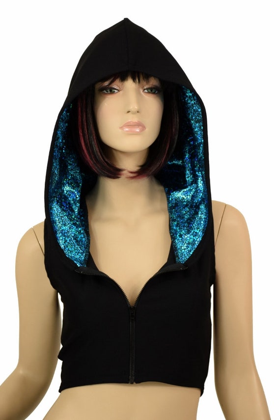 [ EZKATON ]★INVERTED CROP HOOD ZIP-UP HGps8w Women's Oversized Casual Cropped Zip Up Hoodie